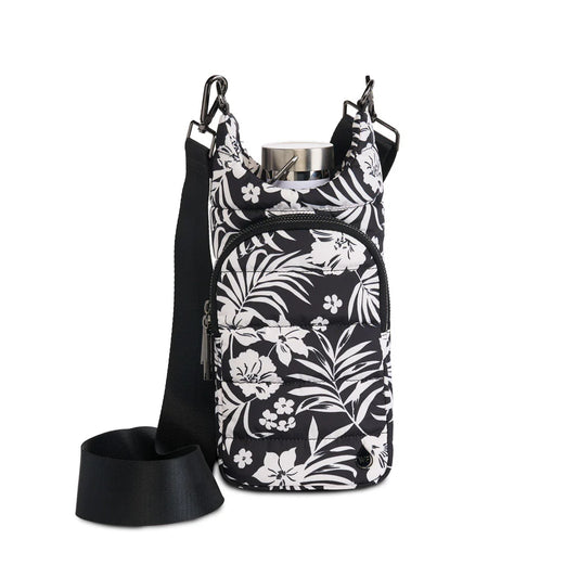 Tropical Black and White Floral Print Bag
